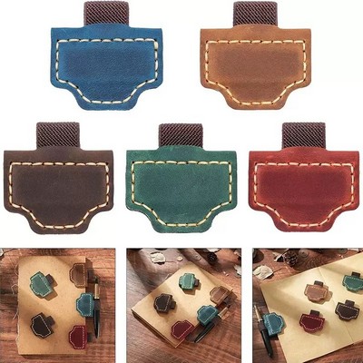 Retro Leather Magnetic Clip Bookmark